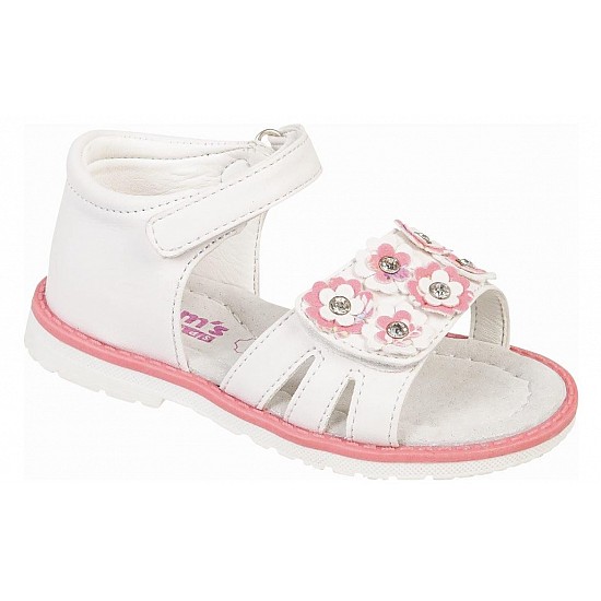 Κοριτσίστικο πέδιλο με αυτοκόλλητο velcro ADAM'S 870-20002 Λευκό/Ροζ