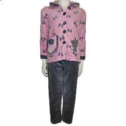 Παιδική πυτζάμα fleece Lydia Creations 17595 Ροζ-Γκρι