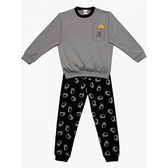 Παιδική πιζάμα Unisex Χειμερινή Βαμβακερή Signature print 8-10 Minerva 61907-6-23 ΓΚΡΙ