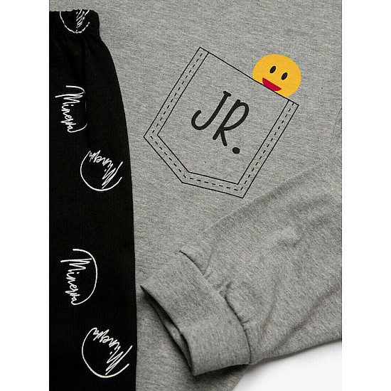 Παιδική πιζάμα Unisex Χειμερινή Βαμβακερή Signature print 8-10 Minerva 61907-6-23 ΓΚΡΙ