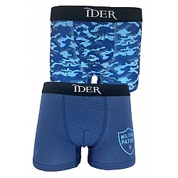 Παιδικό βαμβακερό εσώρουχο μποξεράκι 2Pack IDER 3100-2P2401 DENIM-ΜΙΛΙΤΕΡ-ΜΠΛΕ