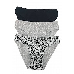 Γυναικείο Σλιπ bikini 3Pack IDER 3061-3P2201 ΓΚΡΙ-ΜΑΥΡΟ