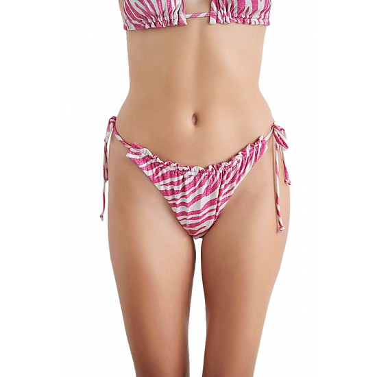 Γυναικείο μαγιό Brazilian Bikini Slip  Σούρα Αυξομείωσης Λαμέ LUREX ZEBRA BLU4U 23365125-06 ΦΟΥΞΙΑ