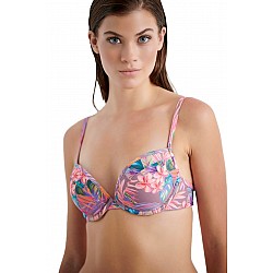 Γυναικείο Μαγιό Ενίσχυση Μπανέλα PUSH-UP Bikini Top PURPLE TROPICS BLU4U 23366026-11 Β CUP ΜΩΒ FLORAL