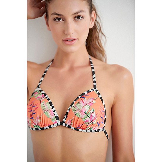 Γυναικείο μαγιό Τριγωνάκι Bikini top push up ORANGE TROPICS Blu4u 23366021-13 B Cup ΠΟΡΤΟΚΑΛΙ