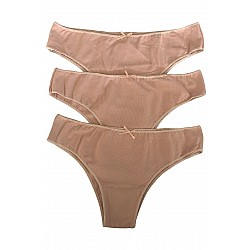 Γυναικείο Σλιπ Βαμβακερό Brazilian Δεν Διαγράφει 3Pack IDER 3084-3P ΜΠΕΖ
