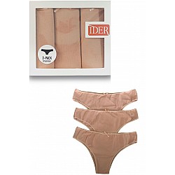 Γυναικείο Σλιπ Βαμβακερό Brazilian Δεν Διαγράφει 3Pack IDER 3084-3P ΜΠΕΖ