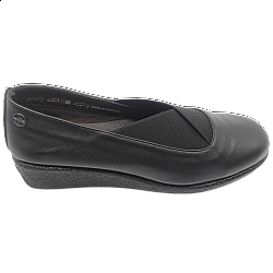 Γυναικείο παπούτσι δερμάτινο αναπαυτικό comfort soft Χιαστά Λάστιχα AEROBICS 7719-003 Μαύρο