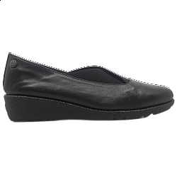 Γυναικείο παπούτσι δερμάτινο αναπαυτικό comfort soft Χιαστά Λάστιχα AEROBICS 7719-003 Μαύρο