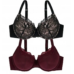 Σουτιέν Dorina Adrianne D01613X-Y5 χωρίς ενίσχυση 2 PACK-Μαύρο/Κόκκινο D CUP