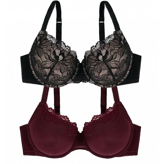 Σουτιέν Dorina Adrianne D01613X-Y5 χωρίς ενίσχυση 2 PACK-Μαύρο/Κόκκινο D CUP