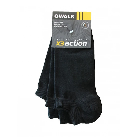 Ανδρική Κάλτσα Κοφτή Βαμβακερή 3άδα WALK X3action V20-020202 ΜΑΥΡΟ