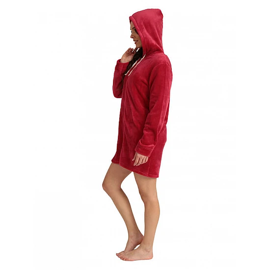 Γυναικεία Ρόμπα Χειμερινή Fleece Φερμουάρ Κουκούλα Lydia Creations 24593 ΚΟΚΚΙΝΟ