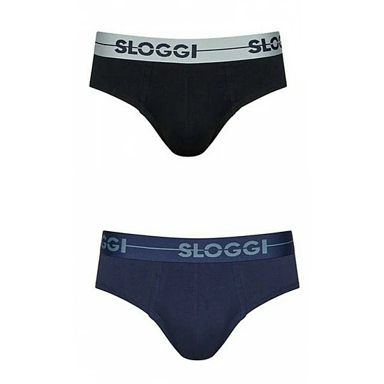 Ανδρικά Σλίπ 2Pack Sloggi Men GO ABC Natural H Midi C2P 10211231-M008 Μαύρο/Μπλε 