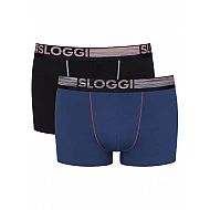 Ανδρικό εσώρουχό μπόξερ Boxer βαμβάκι 2Pack Sloggi Go ABC Hipster 10211196 M008 Μαύρο Μπλε