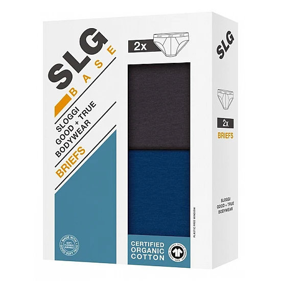 Ανδρικό Εσώρουχο Σλίπ Βαμβάκι 2 PACK SLOGGI SLG Base Brief 10224733-M014 ΑΝΘΡΑΚΙ-ΜΠΛΕ