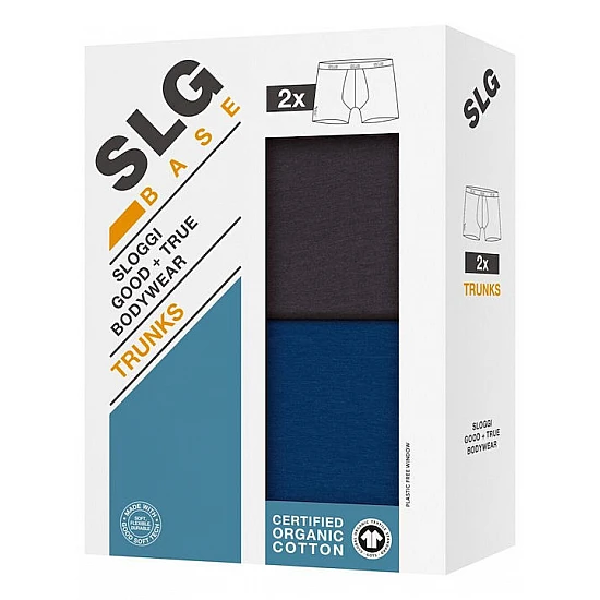 Ανδρικό Εσώρουχο Σλίπ Βαμβάκι 2 PACK SLOGGI SLG Base Trunk C2P 10224735-M014 ΜΠΛΕ-ΑΝΘΡΑΚΙ
