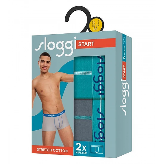Ανδρικό εσώρουχό μποξεράκι Βαμβακερό 2PACK Sloggi Start Hipster 10206968-M024 ΠΕΤΡΟΛ