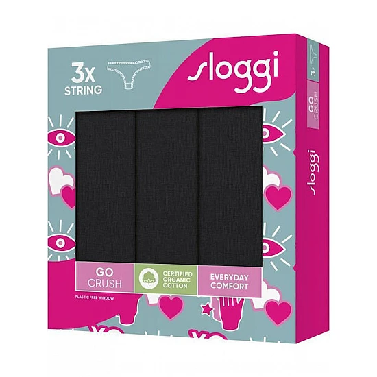 Γυναικείo εσώρουχo 3PACK sloggi GO Crush String C3P 10219704-0004-ΜΑΥΡΟ