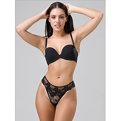 Γυναικείο Εσώρουχο Δαντέλα Slip Brazilian LUNA Amelia 25141-02 ΜΑΥΡΟ