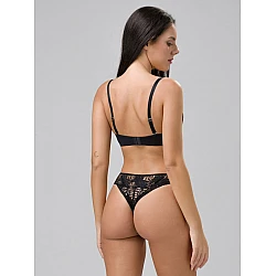 Γυναικείο Εσώρουχο Δαντέλα Slip Brazilian LUNA Amelia 25141-02 ΜΑΥΡΟ