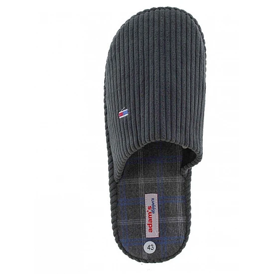 Ανδρική Χειμερινή παντόφλα Κοτλέ 41-46  ADAM'S 895-24507 ΓΚΡΙ