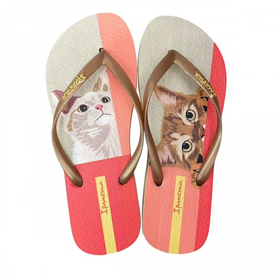 Γυναικεία Σαγιονάρα Γατούλα LOVE PETS FEM IPANEMA 27005-BH198 780-25393-27 BEIZE GOLD PINK