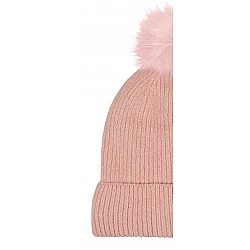Γυναικείος Σκούφος Πλεκτός Μονόχρωμος Lurex-Pom Pom Ακρυλικός STAMION 111259 ΡΟΖ
