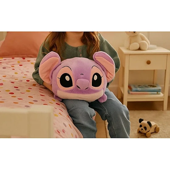 Παιδικό Cuddle Pillow Λούτρινο Μαξιλάρι Αγκαλιάς με τσέπες για ζεστά χέρια Hand warmers Noxxiez Angel HW770 ΛΙΛΑ