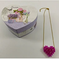 Κολιέ Miyuki Χειροποίητο Handmade Ανοξείδωτο Ατσάλι 3D φουσκωτή καρδιά Κούμπωμα Lobster clasp Συσκευασία Δώρου ΦΟΥΞΙΑ
