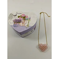 Κολιέ Miyuki Χειροποίητο Handmade Ανοξείδωτο Ατσάλι 3D φουσκωτή καρδιά Κούμπωμα Lobster clasp Συσκευασία Δώρου ΡΟΖ