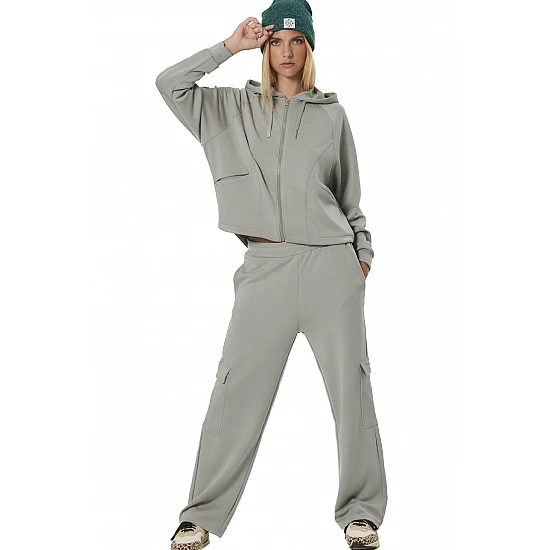 ΓΥΝΑΙΚΕΙΑ MODAL ΖΑΚΕΤΑ ΜΕ ΚΟΥΚΟΥΛΑ Body Action 071524-01-FOG GREEN