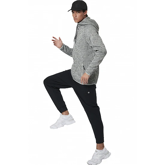 ΑΝΔΡΙΚΗ KNIT FLEECE ΖΑΚΕΤΑ ΜΕ ΚΟΥΚΟΥΛΑ Body Action 073528-01-CHALK GREY HEATHER