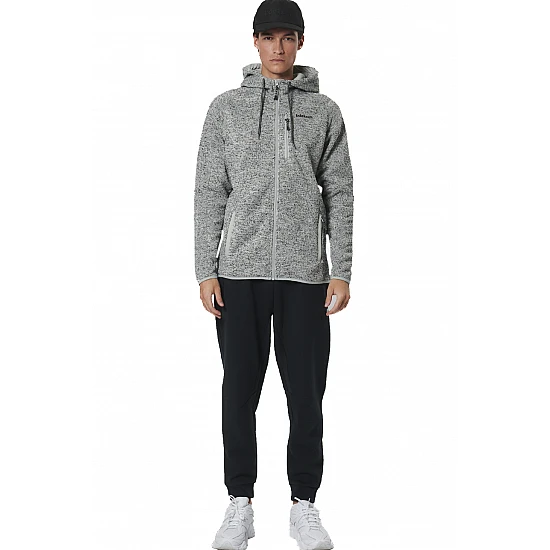ΑΝΔΡΙΚΗ KNIT FLEECE ΖΑΚΕΤΑ ΜΕ ΚΟΥΚΟΥΛΑ Body Action 073528-01-CHALK GREY HEATHER