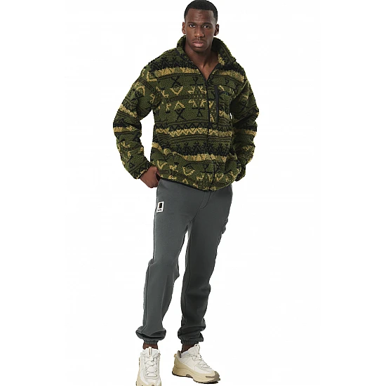 ΑΝΔΡΙΚΗ SHERPA ΖΑΚΕΤΑ  Body Action 073529-01-GREEN BLACK WINTER PASS