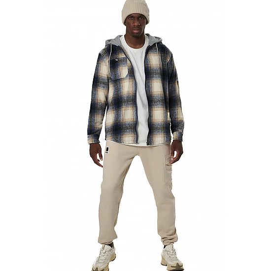 ΑΝΔΡΙΚΟ FLEECE ΠΟΥΚΑΜΙΣΟ ΚΑΡΟ  Body Action 073532-01-ECRU NAVY