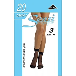 Σοσόνι Καλτσάκι ONE SIZE 3 Ζεύγη Ενισχυμένη μύτη  Sensi EVERYDAY 20 DEN 0203 ΜΑΥΡΟ