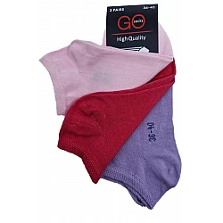 Αθλητική Κάλτσα βαμβακερή Κοφτή 3άδα έως Αστράγαλο 36-40 ONE SIZE Sensi GO SOCKS 0805 ΡΟΖ ΚΟΚΚΙΝΟ ΜΩΒ