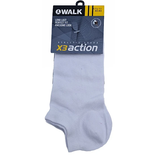 Ανδρική Κάλτσα Κοφτή Βαμβακερή 3άδα WALK X3action V20-010101 ΛΕΥΚΟ