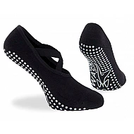 Γυναικεία Κάλτσα Γιόγκα Pilates Βαμβακερή One Size 36-41 Αντιολισθητικός Πάτος βετουζάκια Χιαστά Λάστιχα Στήριξης WALK W145-1 ΜΑΥΡΟ