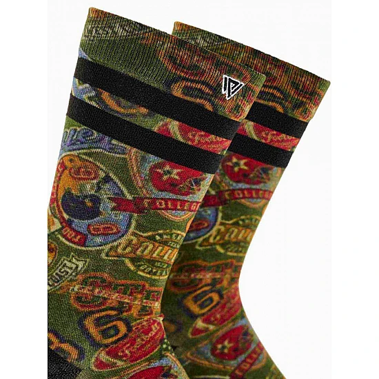 Ανδρική Κάλτσα bamboo Σχέδιο seamless 360° print One Size 41-45 Μαλακό Λάστιχο WALK S500-30 ΠΡΑΣΙΝΟ