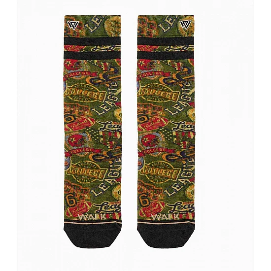 Ανδρική Κάλτσα bamboo Σχέδιο seamless 360° print One Size 41-45 Μαλακό Λάστιχο WALK S500-30 ΠΡΑΣΙΝΟ