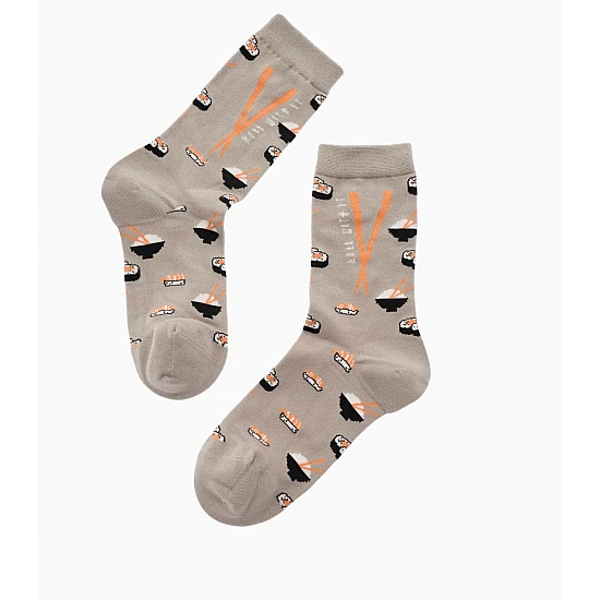 Κάλτσα Βαμβακερή Σχέδιο sushi One Size 36-40 Μαλακό Λάστιχο WALK W132-11-13 ΓΚΡΙ