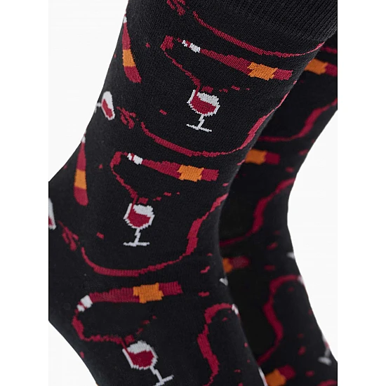 Κάλτσα Βαμβακερή Σχέδιο Wine One Size 36-40 Μαλακό Λάστιχο WALK W132-9-02 ΜΑΥΡΟ