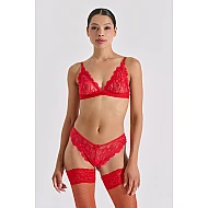 Δαντελένιο Σετ Εσωρούχων   Κόκκινο Milena By Paris Set10212-8534-Κόκκινο
