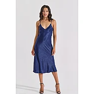 Midi Σατέν Slip Dress ΔΩΡΟ το String – Μπλε Milena By Paris 003434-Μπλε