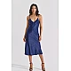 Midi Σατέν Slip Dress ΔΩΡΟ το String – Μπλε Milena By Paris 003434-Μπλε