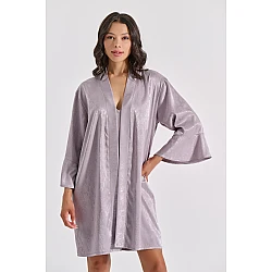 Σετ Εσωρούχων Babydoll + Ρόμπα Σατέν Ζακάρ   Ασημί Milena By Paris Set4205-5373-Ασημί