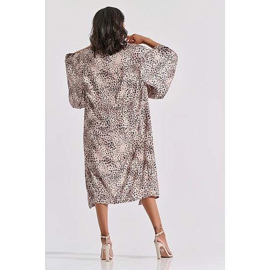 Μάξι Κιμονό Σατέν    Animal Print Milena By Paris 005376-Animal Print