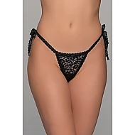 Δαντελένιο G string Δετό   Μαύρο Milena By Paris 006928-Μαύρο